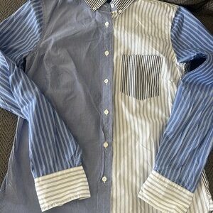 J. Crew Blue and White Striped Women's Blouse